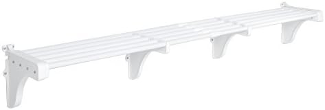 EZ Shelf-Expandable-Garage Shelf- -White- Easy to Install -Strong (up to 250 Lbs)- Wire Shelving Alternative –Wall Mounted Garage Shelf Organizer (White, 40.5"-290")
