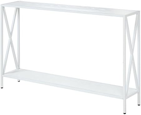 Convenience Concepts Tucson Console Table 47.25" - Modern Sofa Table with Storage Shelf, Entryway Hall Table for Living Room, White/White