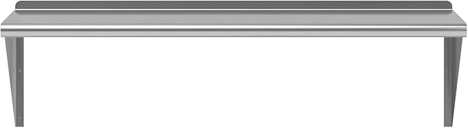 NSF Certified 18 Gauge Heavy Duty Stainless Steel Wall Shelf with Brackets for Kitchens, Utility Rooms, Storage, Offices & Home (48" x 18")