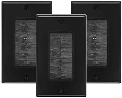 VCE Brush Wall Plate Cable Pass Through, 5 Pack Single Gang Decorator Wall Cover for Low Voltage Cables, in-Wall Cable Management for Wall Mount TV (Black)