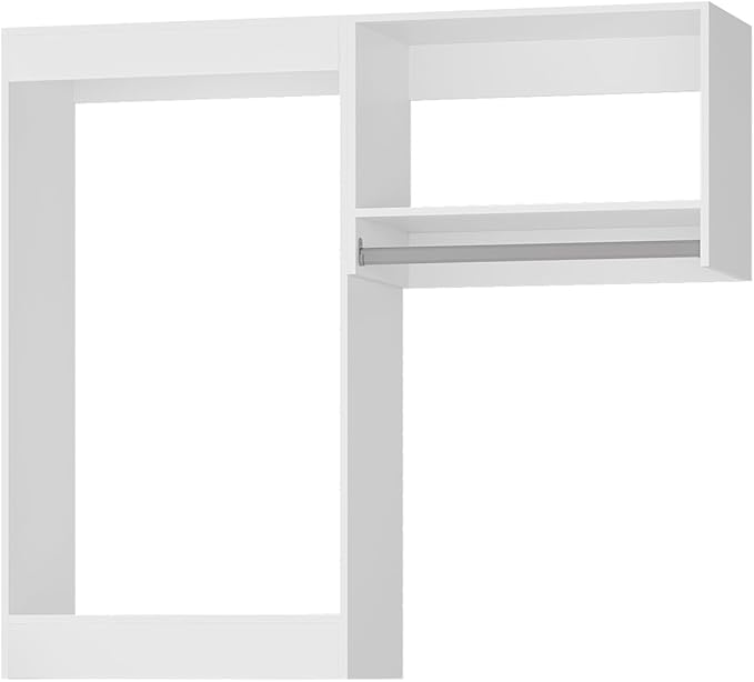 Modular Closet System, 52" Wide Closet Organizer System with Hanging, Wood Tower Closet Storage for Walk In Closets, Wall Mounted Wardrobe Organizer Kit System, Bedroom, White