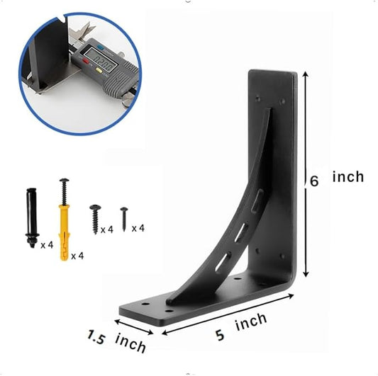 6 inch x 5 inch Heavy Duty Shelf Brackets ,Premium Alloy Metal Mantel Brackets (Set of 2) Fireplace Mantel Brackets - Countertop Support (6'' x 5 '')