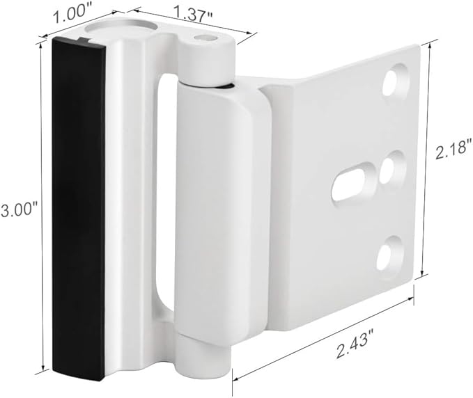 Home Security Door Reinforcement Lock - Safety Child Proof Door Locks With 8 Screws for Inward Swinging Front Doors, Extra Add a Kids Lock Inside Withstands 800 lbs Deadbolt Latch Guard Bedroom, White