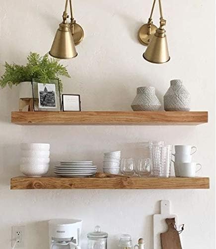 Floating Shelf Bracket 2 Pack - 43” Hidden Shelf Brackets, 150 LB Weight Capacity, Supports Wall Mounted Floating Shelves of Any Length, 3/4 Inch Industrial Solid Steel Support Rods Walnut Wood Works
