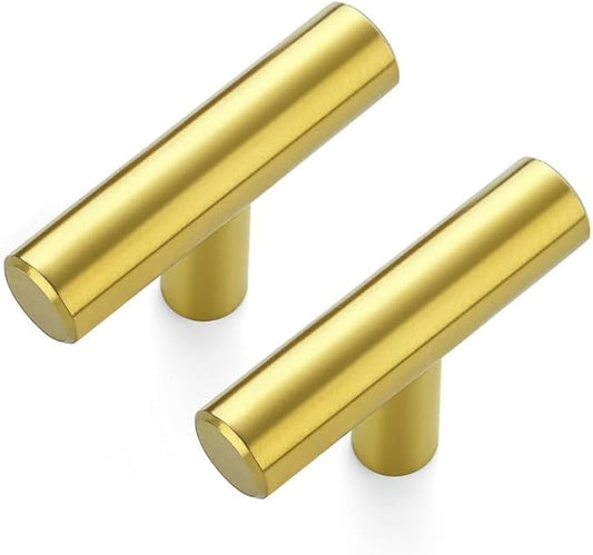 JOY DECOR 3 Pack Cabinet Knobs and Handles - 2in Gold Kitchen Cabinet Hardware for Dresser Drawers - Single Hole