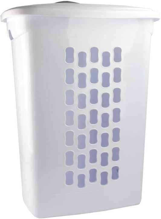 Sterilite Ultra Wheeled Laundry Hamper with Lid, Handle and Wheels for Easy Rolling of Clothes to and from the Laundry Room, Plastic, White, 1-Pack