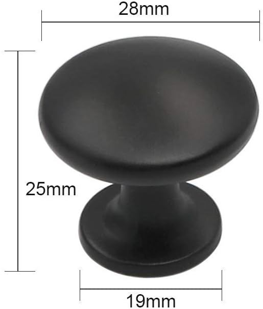 homdiy 10 Pack Solid Zinc Alloy Cabinet Knobs Black Round Drawer Knobs Kitchen Pulls for Bathroom, Closet, Wardrobe