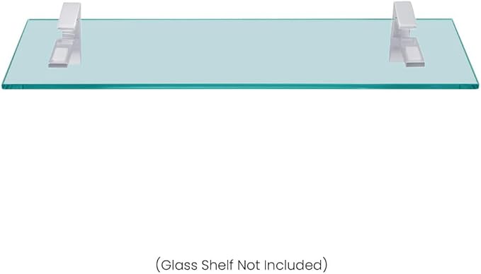 Dulles Glass Floating Shelf Brackets, Aluminum Heavy Duty, White, for Glass, Wood, Acrylic Wall Mounted Shelf Support. 2 Pack.
