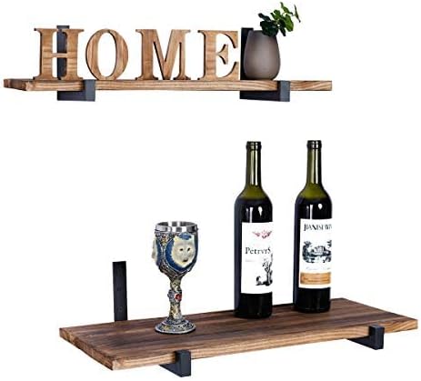 OVOV 6 Pack Heavy Duty Shelf Brackets Wall Mounted Industrial Farmhouse Floating Shelf Brackets with Lip (Black 6")
