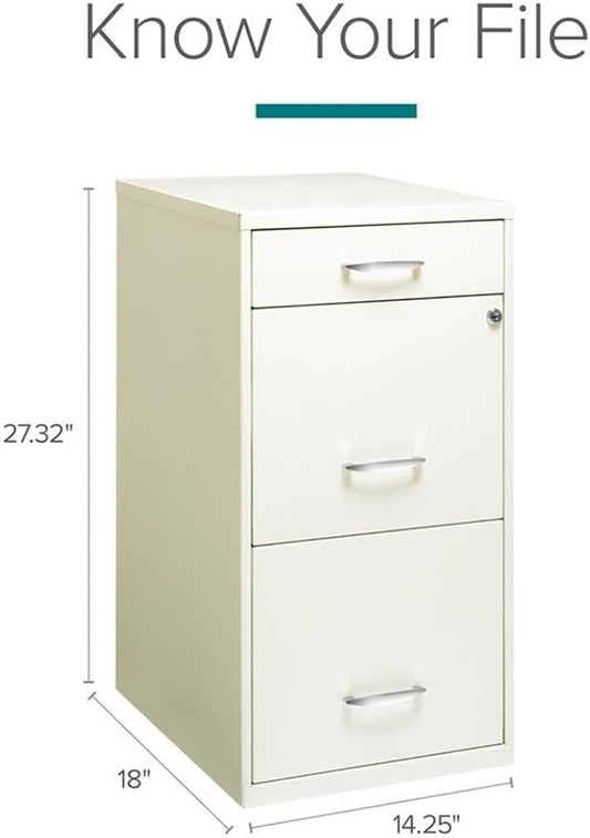 Pemberly Row Set of 18 3-Drawer File Cabinet with Pencil-Drawer in Pearl White