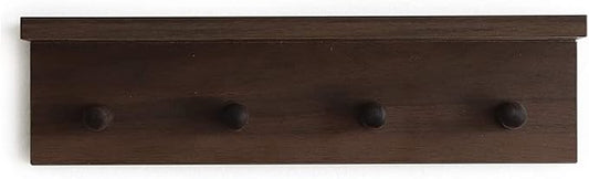Entrance Coat Rack ,Coat Hooks, Wall-Mounted Wooden Hook Rack, Wall-Mounted Shelves are Very Suitable (Walnut Color Finish—A-1)