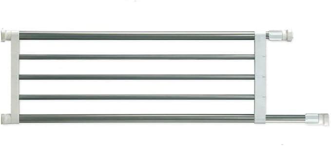 BAOYOUNI Closet Tension Shelf & Rod, Bathroom Kitchen Garage Telescopic Storage Rack, Expandable Adjustable Separator Wardrobe Cupboard Space Saving Divider, Ivory, 46''-74''