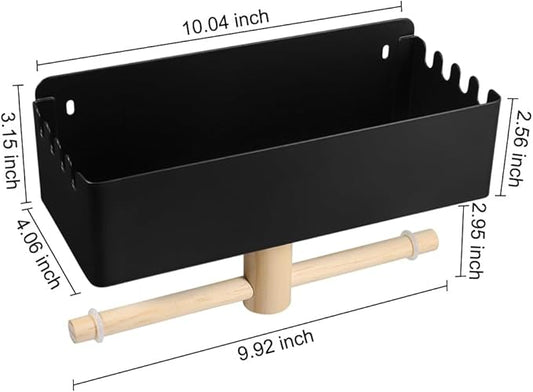 Picowe Dog Leash Holder for Wall, Metal and Wood Dog Leash Hooks, Pet Stuff Storage Shelf Storage for Leashes,Collar, Toys, Treats, Poop Bag (Black)