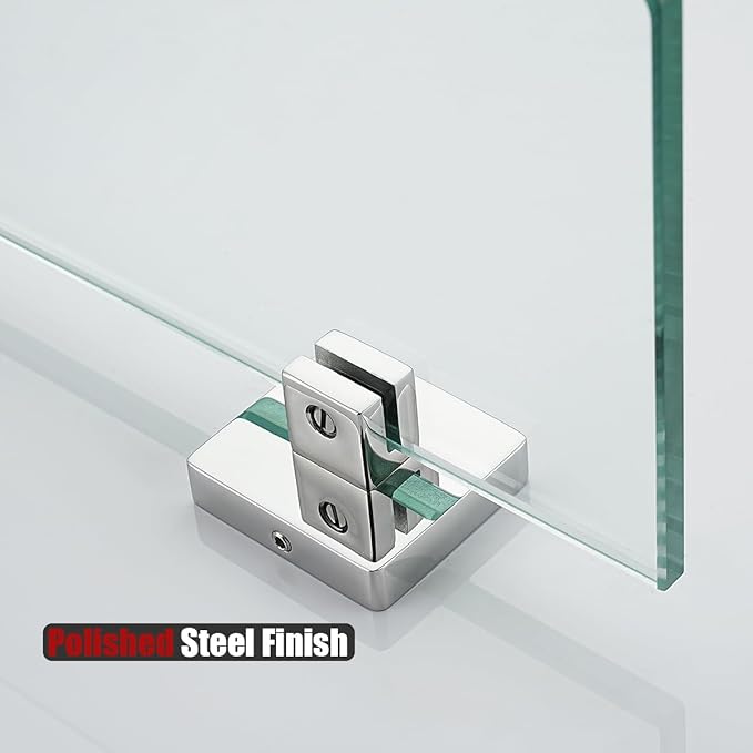 JQK Bathroom Glass Shelf Chrome, Tempered Glass Shower Storage 8 by 5 inches, 304 Stainless Steel Polished Chrome Wall Mount, TGS201L8-CH
