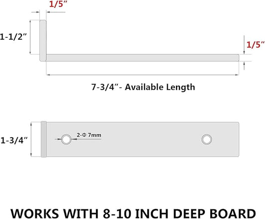 8 Inch Floating Shelf Brackets, Heavy Duty Hidden Bracket for Wall, Mantel, Bookshelves, Black Powder Coated Steel, 4-Pack