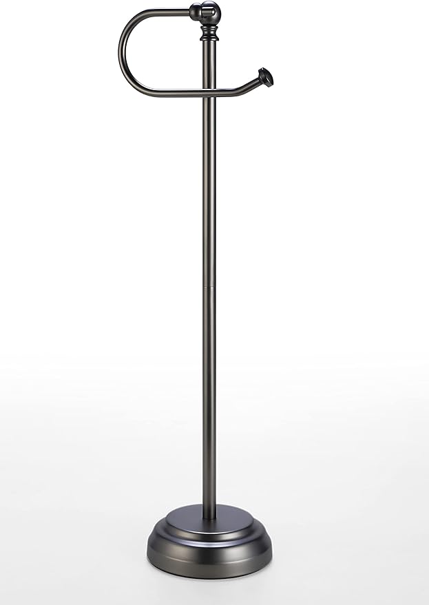 SunnyPoint Classic Bathroom Free Standing Toilet Tissue Paper Roll Holder Stand (Black Nickel)