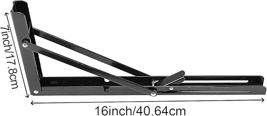 ZOENHOU 4PCS 16 Inch Folding Shelf Brackets, 330lb Max Load Heavy Duty Metal Collapsible Shelf Brackets with Screws, Wall Mounted Hanging Shelves for Workbench, Laundry Station