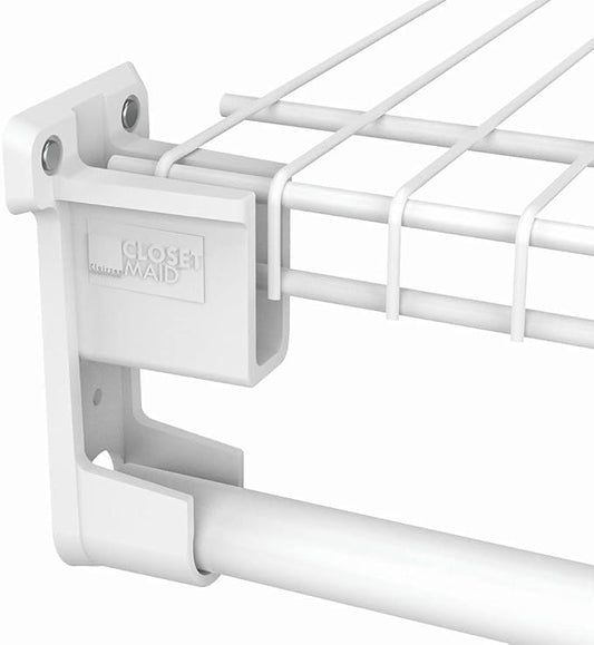 ClosetMaid 6609 SuperSlide Shelf and Hanging Bar Wall Bracket, White