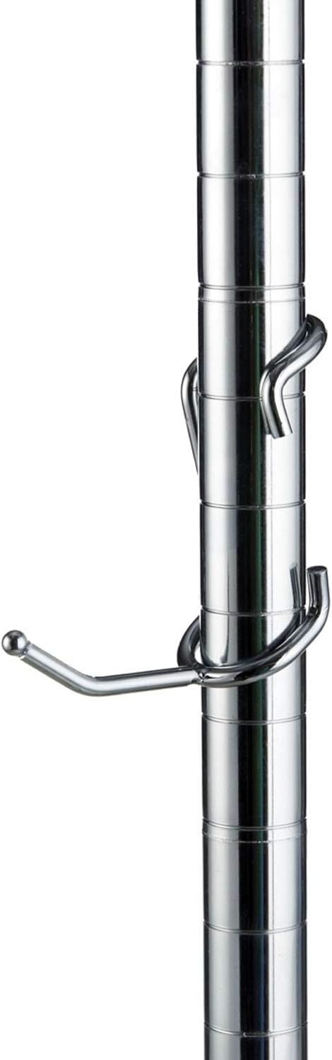 Shelf Pole Hooks 5-Pack | 2" Chrome J Hooks for 1-Inch Poles ONLY | Snap-On Hanging Hooks for Wire, Metal & Metro Shelving | Garage, Kitchen & Home Organization