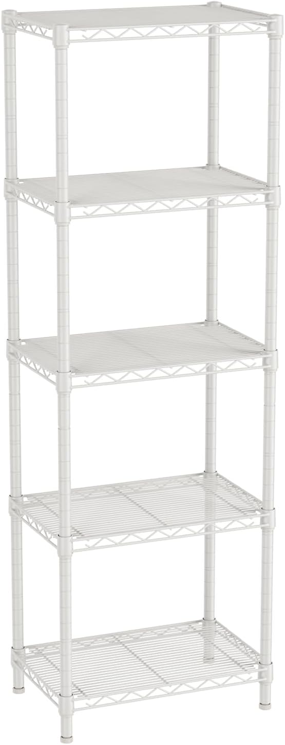 SINGAYE 5 Small Wire Shelves Kitchen Pantry Close Home Organizers and Storage Bathroom Shelf Laundry Room Organization Adjustable Book Metal Garage Shelving Unit
