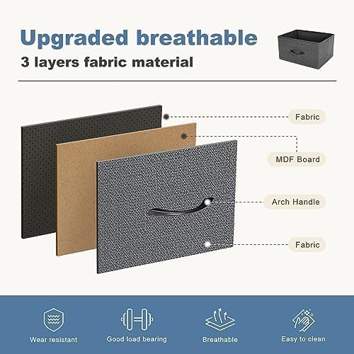 DUMOS Dresser for Bedroom, 10 Storage Drawers, Wide Fabric Closet Chests Organizer Tower Furniture with Wooden Top Metal Frame for Clothes, Guest Room, Living Room, Hallway, Entryway