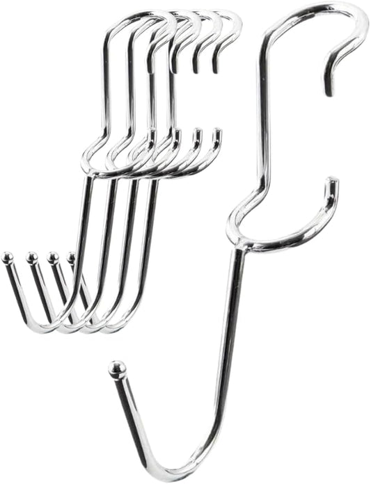 Shelf Pole Hooks 5-Pack | Chrome J Hooks for 1-Inch Poles | Snap-On Hooks for Wire & Metal Shelving | Kitchen, Garage & Home Organization