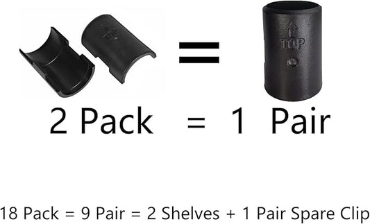 WAFJAMF 18 Pack Wire Shelving Shelf Lock Clips for 1" Post- 9 Pairs Shelving Sleeves Replacements for Wire Shelving System
