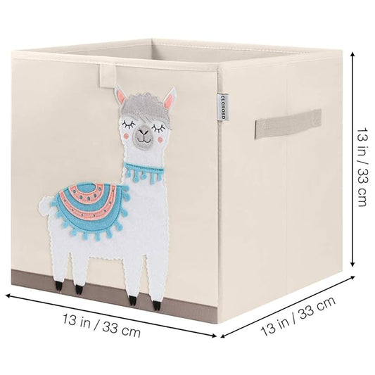 CLCROBD Foldable Animal Cube Storage Bins Fabric Toy Box/Chest/Organizer for Kids Nursery, 13 inch (Llama)