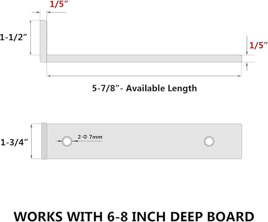 6 Inch Floating Shelf Brackets, Heavy Duty Hidden Bracket for Wall, Mantel, Bookshelves, Black Powder Coated Steel, 6-Pack