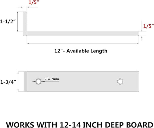 12 Inch Floating Shelf Brackets, Heavy Duty Hidden Bracket for Wall, Mantel, Bookshelves, Black Powder Coated Steel, 4-Pack