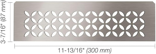 Schluter Rectangular Shelf for Prefabricated Kerdi Board SN/-SNLT Niches - 4mm Thick, Floral Design, Stainless Steel Material, Brushed Stainless Steel Finish - SNS1D5EB