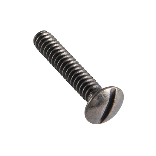 Henne Bery 3/4" Long 6-32 Thread, Oval Head Milled Slot Replacement Wall Plate Screws, 50 Pack, Heirloom Silver/Antique Nickel
