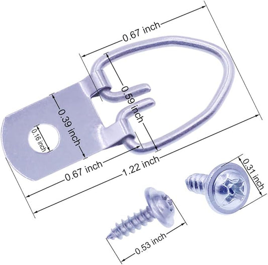 D-Ring Picture Hangers with Screws, 50 Pcs Single Hole Picture Hanging Hardware, Picture Hooks for Mirror, Clock, Decoration, Paintings, Artwork Picture Frame