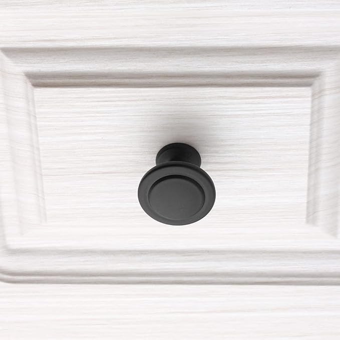 KOOFIZO Round Cabinet Knobs Matte Black Cabinet Pulls, Dia. 1-1/4 Inch, 30 Pack Black Drawer Knobs for Kitchen Cabinets 1960 Drawers Dresser Cupboard Bedroom Bathroom