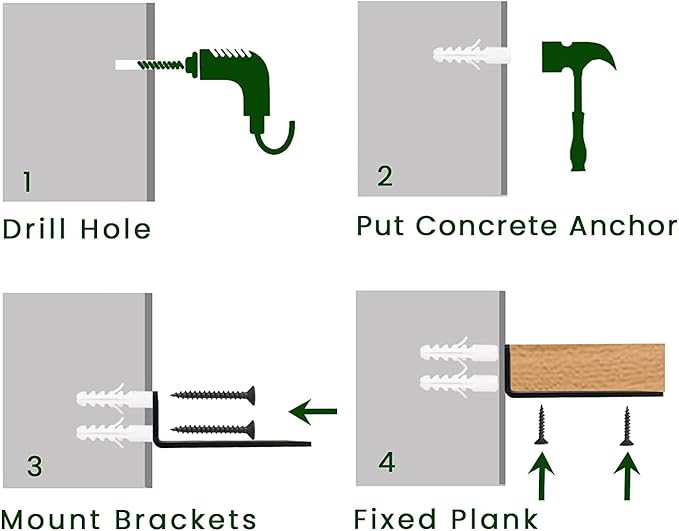 6 Pack Heavy Duty Shelf Brackets 10 inch, Floating Shelf Brackets(1/5”-Thick) Hidden & Decorative