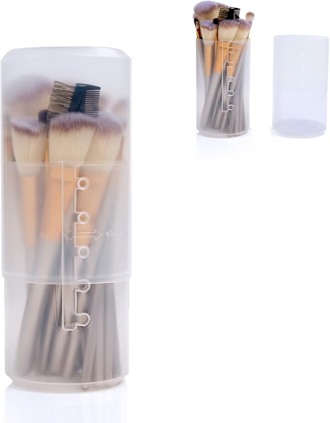 OCHEAL Retractable Makeup Brush Holders, Brushes Organizer Plastic Clear Travel Makeup Brush Case Brushes Container Cup Dustproof Storage for Women and Girls Makeup Artist