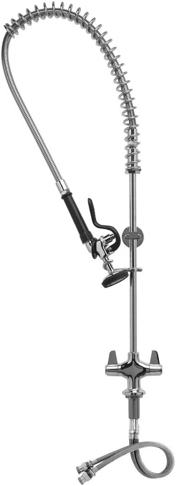 T&S Brass Equip 5PR-2S00-H Single Hole Deck Mount Pre-Rinse Faucet for Commercial Kitchens. Includes Wall Bracket and Sprayer Meets New DOE Requirements with a 1.15 GPM Flow Rate,Silver