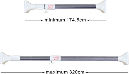 BAOYOUNI Expandable Shower Curtain Rod Straight Clothes Drying Rod Rail Adjustable Heavy Duty Closet Hanging Bar for Bathroom Wardrobe Kitchen Balcony (Ivory, 90-125 Inches)