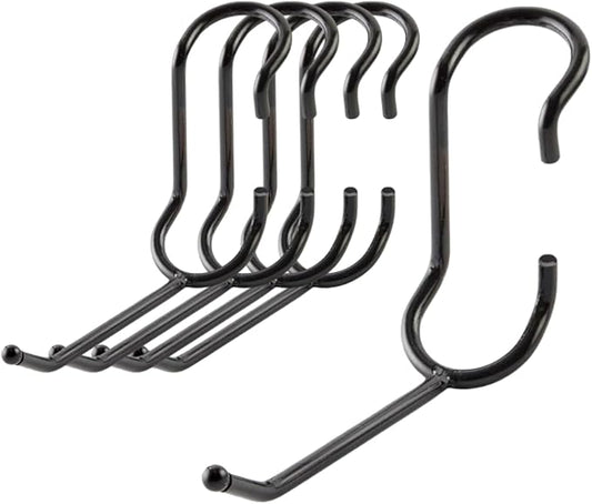 Shelf Pole Hooks 5-Pack | 4" Black All-Purpose Snap-On Hooks for 1" Wire, Metal & Metro Shelving | Heavy-Duty Garage, Pantry, Basement & Utility Storage Hooks