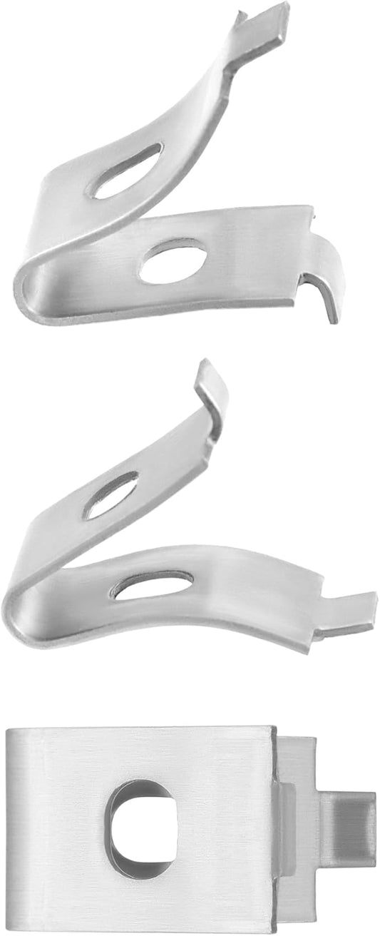 QWORK Stainless Steel Shelf Bracket Clips, 50 Pack Freezer Shelf Support Clips, Pilaster Shelf Support Clips, Adjustable Pilaster Shelf Pegs, Freezer Shelf Clip