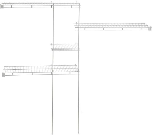 ClosetMaid Wire Closet Organizer System, Adjustable from 5 to 8 Ft., with Shelves, Hardware, Durable Steel, Fixed Mount Installation, White