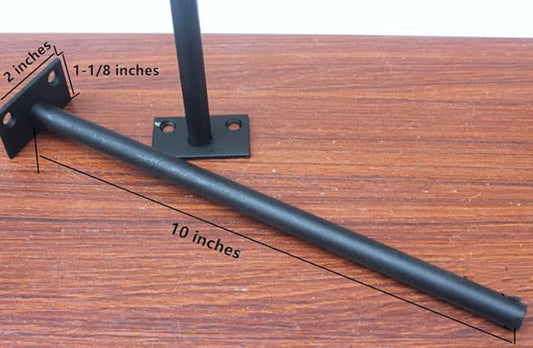12 Pcs 10" Black Solid Steel Floating Shelf Bracket Blind Shelf Supports - Hidden Brackets for Floating Wood Shelves - Concealed Blind Shelf Support – Screws and Wall Plugs Included