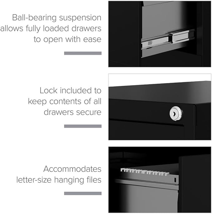 Pemberly Row 22" D Metal 4-Drawers Letter Width Vertical Filing Cabinet in Beige, Lockable, Sturdy Steel Construction, Office or Home Use, Secure Storage for Documents
