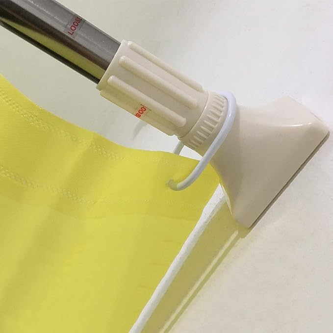 BAOYOUNI Adjustable Shower Curtain Tension Rod Square Head Decorative Straight Expandable Shower Curtain Rail Pole Bar Clothes Hanger, Ivory, 45-66.9 Inches Inches