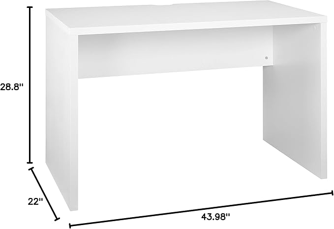 ClosetMaid 43.8 in. W Home Office Desk for Computer Laptop, Writing, Study with Modern, Simple Style, White Finish, 44" W x 22" D