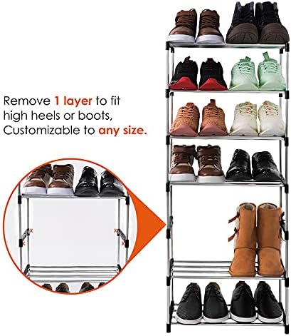 3-Tier Stackable Small Shoe Rack, Lightweight Shoe Shelf Storage Organizer for Entryway, Hallway and Closet(Black)