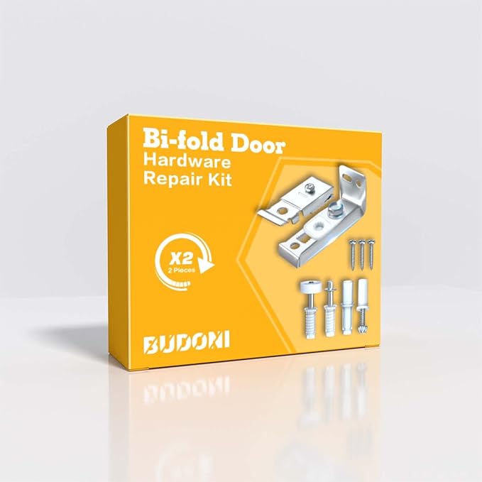 Bifold Door Hardware Repair Kit - 2 Pack Bi-fold Sliding Closet Door Hardware Kit for 7/8" to 1" Track, Folding Pocket Door Replacement Parts Set Include Top Bottom Pivots Bracket and Guide Wheel