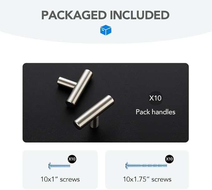 Brushed Nickel Cabinet Handles Single Hole Stainless Steel Drawer Pulls for Cabinets, Dresser, Bathroom 10 Pack