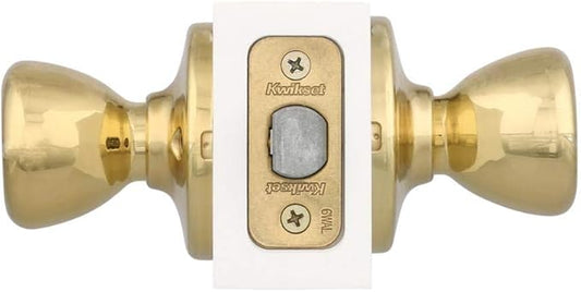 Kwikset Tylo Interior Passage Door Knob, Handle For Closet and Hallway Doors, Non-Locking Doorknob in Polished Brass