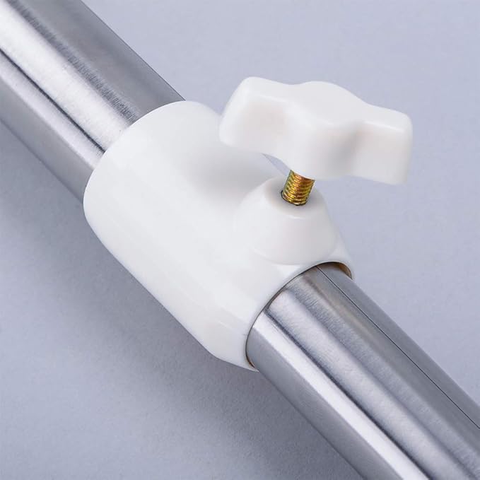 BAOYOUNI Adjustable Shower Window Curtain Tension Rod Oval Head Decorative Straight Closet Wardrobe Rail Pole Bar Clothes Hanger for Bathroom Kitchen Balcony, Ivory, 43.11-64.17 Inches
